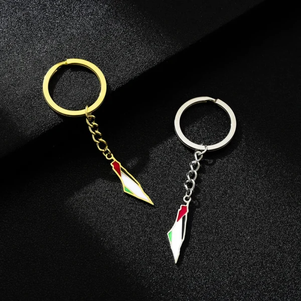 Metal enamel pin with Palestinian flag and shape