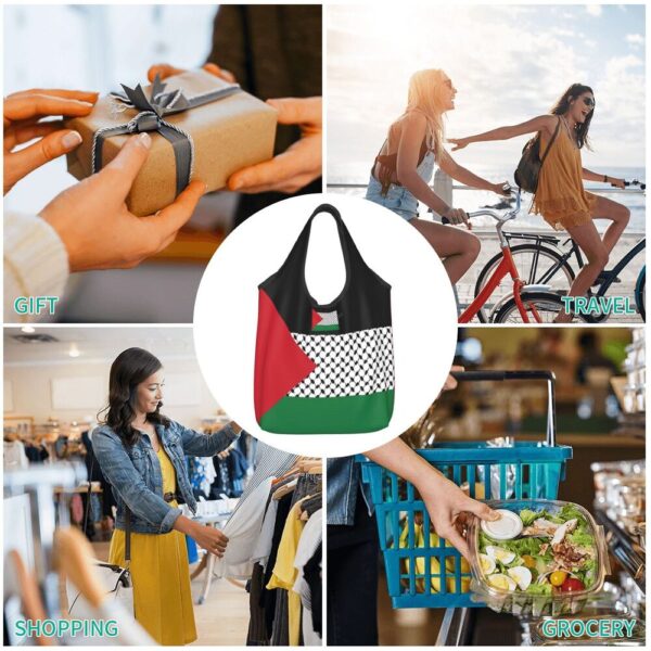 Palestinian kufiya shopping bag with black and white keffiyeh pattern